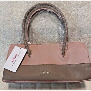 Trina Turk Color Block Purse Blush/Tan Satchel Crossbo Adjustable Strap NWT